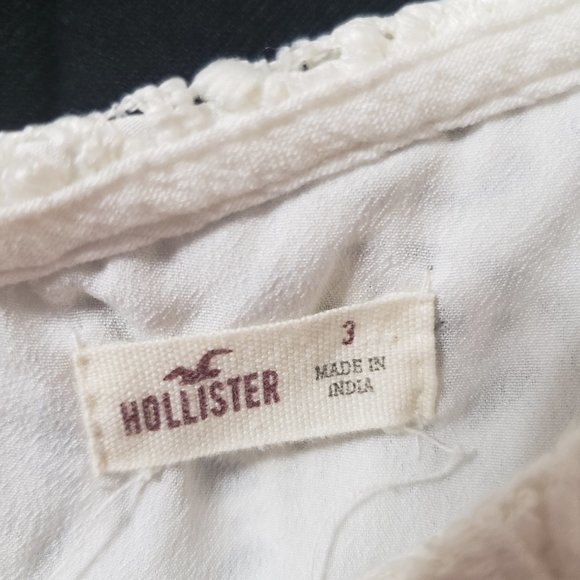 White Summer Mini Dress w/Crochet Accents by Hollister Size 3 - Picture 9 of 9